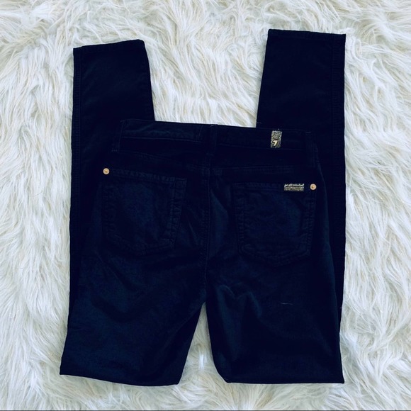7FAM 7 For All Mankind Stretch Black Velvet Skinny Ankle Jean 25 - Picture 6 of 8